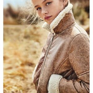 NWT MAYORAL Girl's Faux Shearling Jacket in Brown